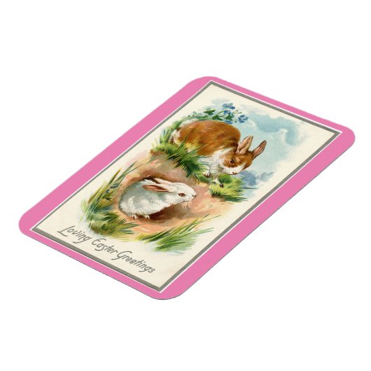 Vintag Bunnies Oster Magnet (Linke Seite)
