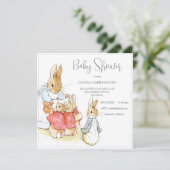 Vintag Bunny Blue Boy Baby Dusche Einladung (Stehend Vorderseite)