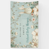 Vintag Bunny Boy Welcome Virtual Baby Dusche Banner (Vertikal)