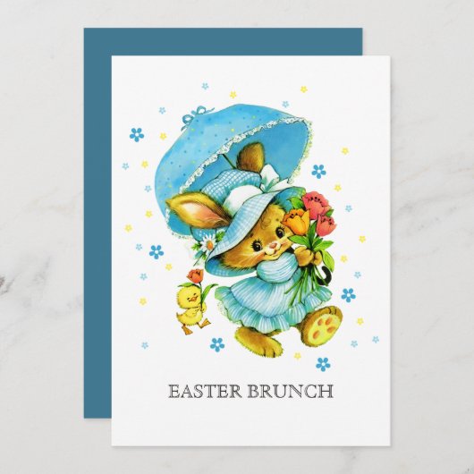 Vintag Bunny Custom Oaster Brunch Einladung (Vorne/Hinten)