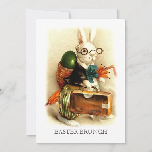 Vintag Bunny Custom Oaster Brunch Einladung (Vorderseite)