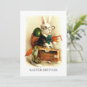 Vintag Bunny Custom Oaster Brunch Einladung (Stehend Vorderseite)