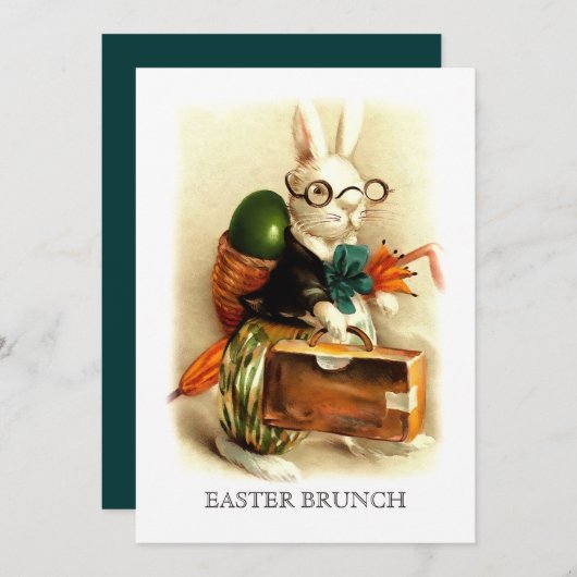 Vintag Bunny Custom Oaster Brunch Einladung (Vorne/Hinten)