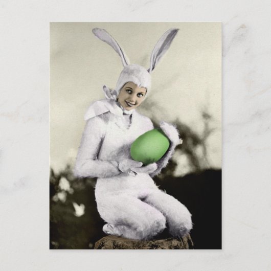 Vintag Bunny Girl Ostern Postkarte (Vorderseite)