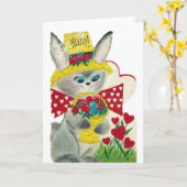 Vintag Bunny Hallo Karte (Gelbe Blume)