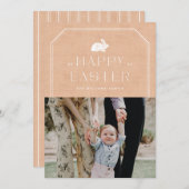 Vintag Bunny Oaster Foto Card - Orange Einladung (Vorne/Hinten)