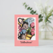 Vintag Bunny Valentine Postkarte (Stehend Vorderseite)