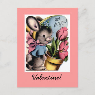 Vintag Bunny Valentine Postkarte