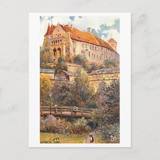 Vintag Burg (Schlossberg) in Nürnberg, Deutschland Postkarte (Vorderseite)