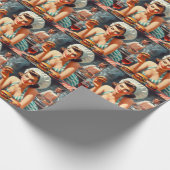 Vintag Burger GRILLEN Woman Geschenkpapier (Ecke)
