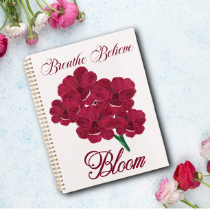 Vintag Burgund Anemone Florals - Atmen, glauben Notizblock