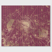 Vintag Burgund Red und Gold Reiseplan Geschenkpapier (Flach)