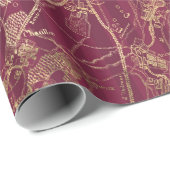 Vintag Burgund Red und Gold Reiseplan Geschenkpapier (Rolleneckpunkt)