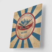 Vintag Burlap Fütterte Sack-Design Sunshine Quadratische Wanduhr (Winkel)