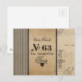 Vintag Burlap Stylish French Paris Postkarte (Vorne/Hinten)