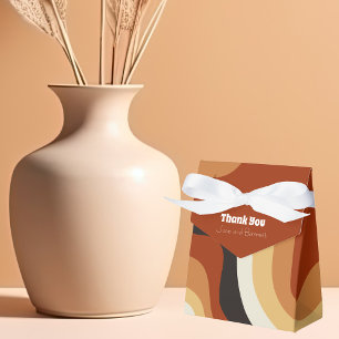 Vintag Burnt Orange 70er Abstrakte Hochzeit im Her Geschenkschachtel