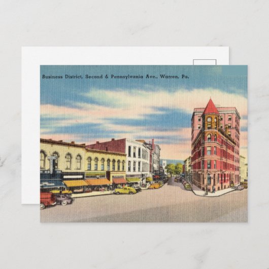 Vintag Business District, Warren Pennsylvania Postkarte (Vorne/Hinten)