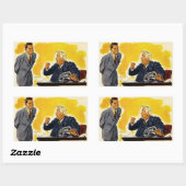 Vintag Business, Mad CEO Führungskraft Chefmitarbe Rechteckiger Aufkleber (Blatt)