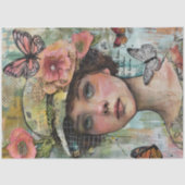 Vintag Butterfly Girl Ephemera Portrait Decoupage Seidenpapier (Vorderseite)