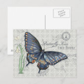 Vintag Butterfly Kiss, Carte Postale Postkarte (Vorne/Hinten)