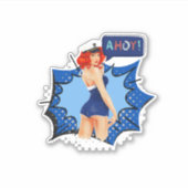 Vintag Button Up Girl, Ahoy Sailor Aufkleber (Vorderseite)