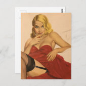 Vintag Button Up Girl Postkarte (Vorne/Hinten)