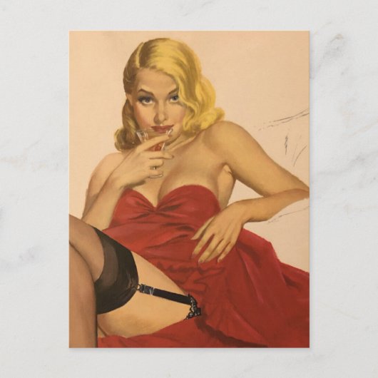 Vintag Button Up Girl Postkarte (Vorderseite)