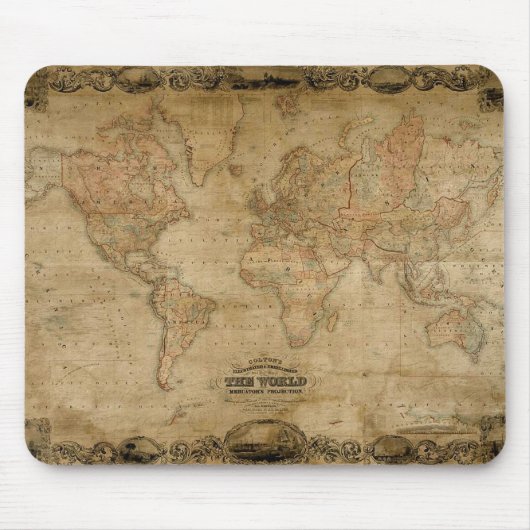 Vintag c1847 Colton's Old World Map Mousepad (Vorne)