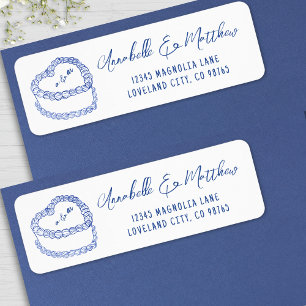 Vintag Cake Hand Drawn Blue Wedding Address