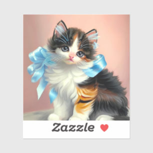 Vintag Calico Kitten Illustration Aufkleber