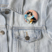 Vintag Calico Kitten Illustration Button (Beispiel)