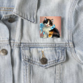Vintag Calico Kitten Illustration Button (Beispiel)