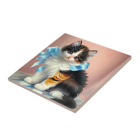 Vintag Calico Kitten Illustration Fliese (Seite)