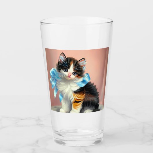 Vintag Calico Kitten Illustration Glas (Vorderseite)
