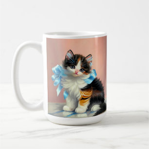 Vintag Calico Kitten Illustration Kaffeetasse