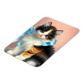 Vintag Calico Kitten Illustration Magnet (Linke Seite)