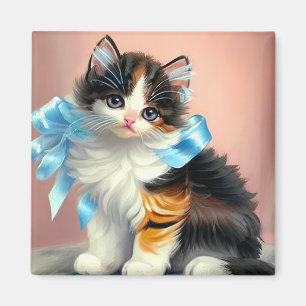 Vintag Calico Kitten Illustration Magnet