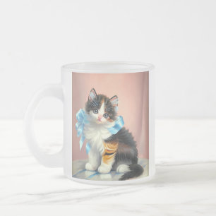 Vintag Calico Kitten Illustration Mattglastasse
