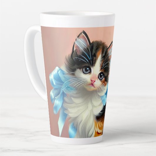 Vintag Calico Kitten Illustration Milchtasse (Linke Ecke)