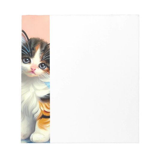 Vintag Calico Kitten Illustration Notizblock (Vorderseite)