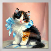 Vintag Calico Kitten Illustration Poster (Vorne)