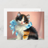 Vintag Calico Kitten Illustration Postkarte (Vorne/Hinten)