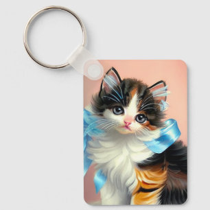 Vintag Calico Kitten Illustration Schlüsselanhänger