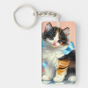 Vintag Calico Kitten Illustration Schlüsselanhänger