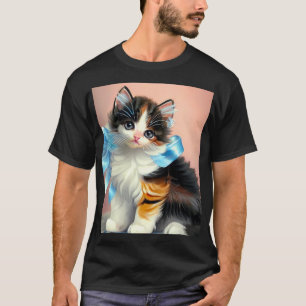 Vintag Calico Kitten Illustration T-Shirt