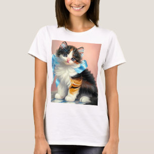 Vintag Calico Kitten Illustration T-Shirt
