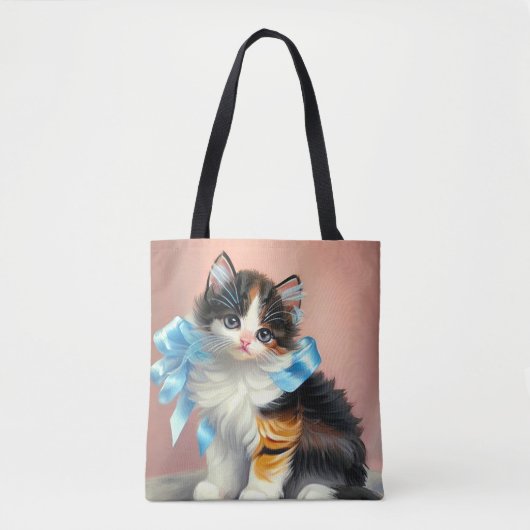 Vintag Calico Kitten Illustration Tasche (Vorderseite)