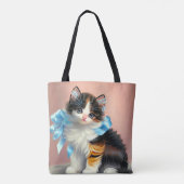Vintag Calico Kitten Illustration Tasche (Rückseite)