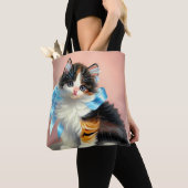 Vintag Calico Kitten Illustration Tasche (Von Nahem)