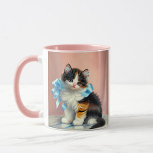 Vintag Calico Kitten Illustration Tasse